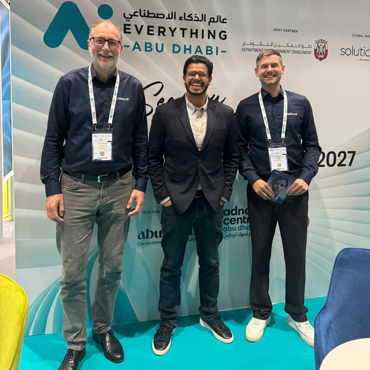 Paul Coerkamp and Len Debets with Basil Fateen of NVIDIA at Ai Everything Abu Dhabi